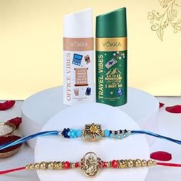 VOKKA Rakhi Gift for Brother – 2 Unisex Deodorants 150ml Each Travel Vibes + Office Vibes with 2 Rakhis | Aqua Star & Veerbond Rakhi | Raksha Bandhan Combo Set for Bhaiya & Bhabhi-image-78