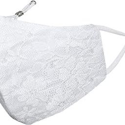 By Q-One Beaded 4 Layer, Reusable, with Detachable Chain & Ear Adjusters, Anti-Bacterial (BFE>99%) Nylon Lace Cloth Face Mask for Women, Girls (includes Mask Bag)(White, Pack of 1, Without Valve)-18