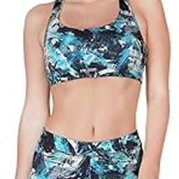 Women's Polyester Spandex Non-Padded Wirefree Scoop Neck Seamless Wide Strap Criss-Sross Back Printed Sports Bra (Neo Mint-Black_Size-XL)-Vitality Bra HD-NM-BK-image-69