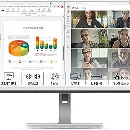 Lenovo L-Series 24 inch (60.4cm) FHD IPS Monitor| 100Hz, 1ms, FreeSync, 3Wx2 Speakers, 4xUSB-A, 1xUSB-C, 1x HDMI, PD-45W, Tilt, Swivel,Pivot Height Adjust Stand: for Home & Office use, Grey, L24m-4A-18