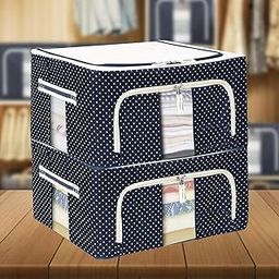SITTELLA CANWAY 2-Pieces 44L Double-Sided Zipper Wardrobe Organizer, Foldable Storage Box for Clothes, Toys, Books, Blankets (Blue)-image-41