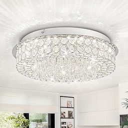 Kabhaveneshu Craft Modern Design Flush Mount Crystal Jhoomar Ceiling Light Chandelier for Living Room, Bedroom, Hall, Dining Room, Home, Office, Entryway, Parlour, Restaurant (Glass, Stainless Steel)-image-73