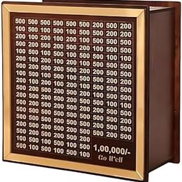 JOYENTO Golden Money/Piggy Bank, Money Box, Coin Box with Carved Design for Kids/Children, Savings Challenge Box, Cashbox,Cash Vault Wooden Savings Box,Wooden Coin Piggy Bank,Money-picture-20