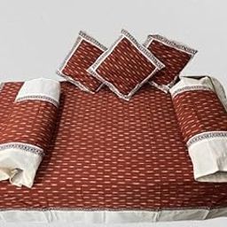 Charanteja Handlooms pochampally ikkat Cotton Diwan Set with 5 Pieces - 1 Single bedsheet with 3 Cushions Covers and 2 Bolster Covers_066-picture-17