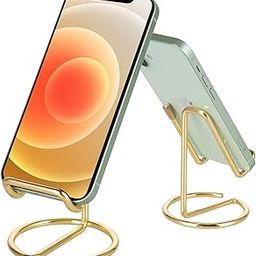 ROPOSY Cell Phone Stand for Desk, Cute Metal Gold Cell Phone Stand Holder Desk Accessories, Compatible with All Mobile Phones, iPhone, Switch, iPad-12