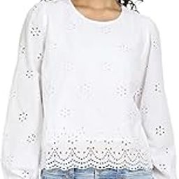 Women White Long-Sleeve Eyelet Blouse-image-36