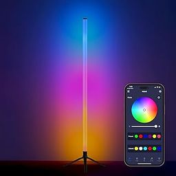 Vero Forza Spectra Floor Lamp Limited Edition - Smart RGB LED With App/Remote Control, Music Sync, Timer Setting - Light for Living Room, Bedroom, Gaming - Plastic, Black-image-43