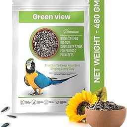 Green view| Premium|White Striped Big Size Sunflower Seeds for Parrots, Parakeets |Net Weight 480 GM-image-21