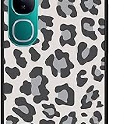 NDCOM for Vivo Y300 Back Cover | Premium Vivo Y300 Cover | Stylish Protection for Vivo Y300 5G Back Cover Gray and White Leopard Print Printed Metal Case-23