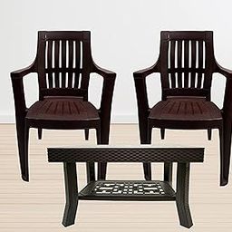 Binani Furniture - Armchair and Table Combo - Indoor and Outdoor Furniture Set (Pulse, Brown, Set of 2 Chairs)-12