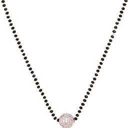 Silver CZ Ball Pendant Bead Necklace for Women | Gold-Plated Brass Chain for Girls Teens | 18" Chain Beautiful Elegant Design Charm Necklace Jewelry Gift Stylish Unique Mangalsutra-image-23