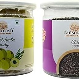 Nutsmash Healthy Dehydrated Fruits Combo of Sweet Amla Candy 200G + Pista-200G-image-97