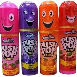 Campfire Push Pop Candy, Assorted Fruit Flavours, Cherry, Grape, Strawberry, Orange, Pack of 4 (Imported)-image-29
