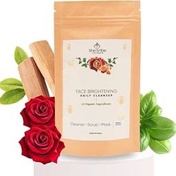 The Tribe Concepts Face Brightening Daily 3-In-1 Cleanser , Scrub And Mask For Instant Brightening Glow And Tan Removal,For All Skin Type,100% Chemical Free And Natural - 100 Gm (Kraft Paper Packing)-55