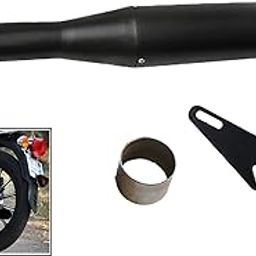 Supremechoice Bike Bullet SLM61 Silencer Redrooster Exhaust Glasswool Red Rooster Filter Black Bike Exhaust With Zed Clamp & Bush for Royal Enfield Bullet Classic 350-image-66