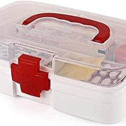 Cello Medico Small First Aid Box | BPA-Free Emergency Indoor Outdoor Medical Utility Cabinet Organizer | Light Weight & Portable Handle | Plastic Medical Box | Transparent-25