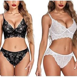 G Gerry Weber Women's Lace Bra and Panty Lingerie Set for Honey Moon (Free Size, Combo of 2) Wine Red-image-41