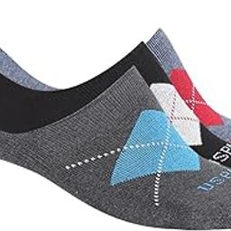 Men Cotton Silicone Grip No Show I646 Socks - Pack Of 3 Anthra Mel,Navy,Black, Assorted-image-22