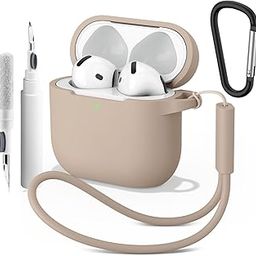 Case for AirPods 4 (2024), Wireless Charging, Powerful Drop Protection, Tough Magnetic Cover with Cleaning Pen for Apple AirPods 4th Generation- Milk Tea-picture-26