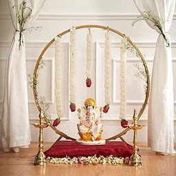 Design Atelier Backdrop Stand for Decoration Diwali Pooja Festival Decoration Metal Photo Background Support for Wedding Baby Shower Decorative Items for Home Decor (Circular Backdrop Stand)-19