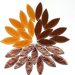 Sweven Art Mosaic Tiles,40x15mm Size Leaves, 3mm Thick in Light Brown, Coffee Brown & Metallic Foil Brown (Pack of 200Gms)-image-56