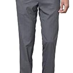 Men's Slim Fit Polyviscose Blend Flat Front Checks Pattern Dark Grey Formal Trouser-image-3
