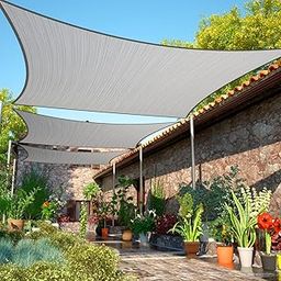 ShadeMart 12' x 18' Grey Sun Shade Sail Rectangle smTAPR1420 Canopy Fabric Cloth Screen, Water Permeable & UV Resistant, Heavy Duty, Carport Patio Outdoor - We Customize Size-image-82