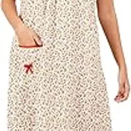 breezly Woman's Long Short Calf Length Pure Cotton Nighty Red-picture-31