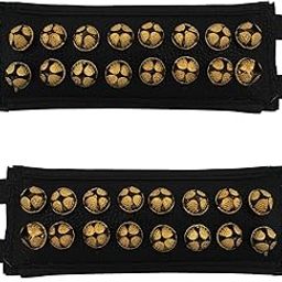 2 Black Brass Line Leather Bharatanatyam Anklets Bells Ghungroo for Women-image-43