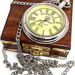 M.A & SONS Brass Working Pocket Watch Silver' With Wooden box I Customization available-23