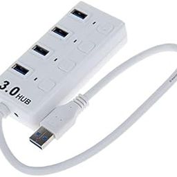 QIIVI USB 3.0 Hub 4 Ports Multi Splitter USB Expander with On/Off Switch LED Indicator for MacBook Laptop PC - White-image-41