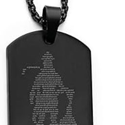 Hanuman Chalisa Micro-carved Tag Stainless Steel Necklace for Men Locket and Pendant Necklace for Men and Guys | Hanuman Necklace with Chain in Black (Black)-image-11