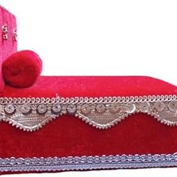Ram Darshan Enterprises Traditional Red Wooden Rectangular Laddu Gopal Bed-12