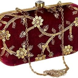 Kuber Industries Clutch Purse | Wedding Clutch | Party Hand Purse | Women?s Clutch Purse | Detachable Chain Purse | Wallet Hand Bag | Lock System Hand Bag | Maroon-image-64