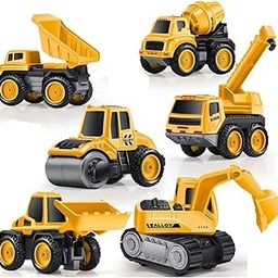 Brand Conquer Plastic Construction Realistic Engineer Vehicle Pushdozer Excavator Bulldozer Construction Toys Truck Machine for Kids Yellow (Set of 6 Construction)-5