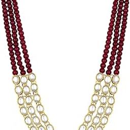 Gold Plated Traditional Kundan Long Necklace Jewellery Set with Earring for Women Girls-16