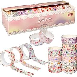FunBlast Kawaii Washi Tape - 10 Pcs Decorative Japanese Masking Paper Tape for Scrapbooking, Planners, Card, Gift Wrapping, DIY Decoration Tapes for and Art & Craft (Flower)-95
