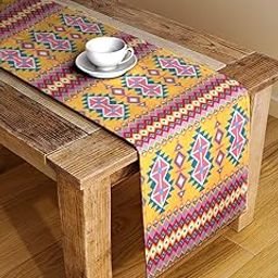 Poly Cotton Abstract Pattern HD Printed Washable Runner for Dining Table Runner/Table Runner for Dining Table 4-6 Seater Table Runner Cloth (Multicolor, 13 Inch X 54 Inch).-8