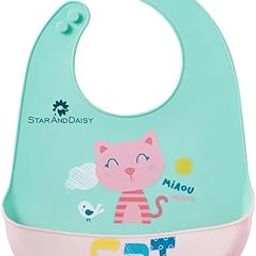 StarAndDaisy Reusable Silicone Bib for Baby with Adjustable Buttons for Mess-Free Feeding-9