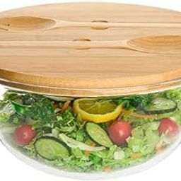SHIPLORD® Large 4.7 Quart Glass Salad Bowl with Lid - Perfect for Serving Salads Pasta Fruit & More!-image-12