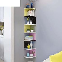 BEWROXIK Wooden Zig Zag Wall Corner Hanging Shelves for Living Room Stylish | Home Decor Floating Display Rack Storage Organizer|Corner décor(Large,Multicolor)-image-12