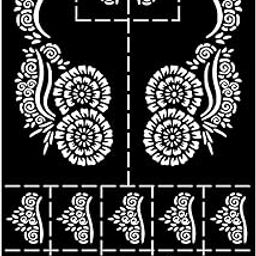 VANVATI Mehndi Stencil Sticker with Detailed Flower Arrangement for Hand Beauty-image-48