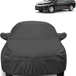 Sulfar 100% Water Resistant Car Body Cover Compatible with Mirror for Honda City i-VTEC (Triple Stitched, Full Bottom Elastic, Dark Grey)-image-2