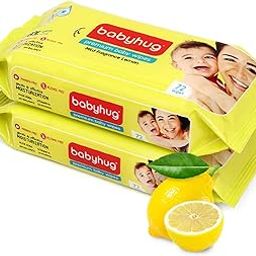 Baby Hug Babyhug Premium Baby Lemon Wipes - 72 Pieces (Pack Of 2)-image-1
