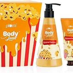 Plum BodyLovin' Caramel Popcorn & Chill Gift Set | Body Wash, Hand Cream & Scented Candle | Warm Caramel Fragrance | Birthday, Anniversary, Valentine Gift for Girlfriend Wife | Unique Popcorn Tub Kit-image-18