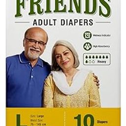 Friends Easy Adult Diapers Tape Style - 10 Count (Large) with odour lock, Unisex, Leakproof, Wetness Indicator and Anti-Bacterial Absorbent Core- Waist Size 32.68-59.84 inch; 83-152 cm-2
