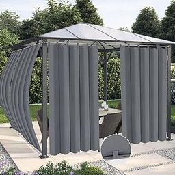 Duronet - Waterproof & Sun Blockage Tab Top & Bottom Back Tab Fixed Windproof Blackout Outdoor Curtains (Grey, 4.5 X 6 Feet, Polyester), Pack of 2-picture-8
