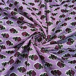 Fashionmart Cotton Fabric Material Sanganeri Printed Hand Print Cotton Fabric Print Women Dress Material Running Jaipuri Women Dress Material Kurtis Natural 43" Inches (4.5 Meter)-image-11