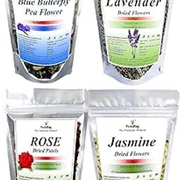 VY VedaYug Blue Butterfly Pea Flower + Rose Petals + Lavender Flowers + Jasmine Dry Flowers Herbal Tea Ingredient Set | Flower Drinks, Iced Teas, Coolers, Cocktails | 95Gm-image-53