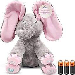 Dimple Kaia Interactive Animated Singing & Peek-A-Boo Plush Elephant Stuffed Animal w/Floppy Ears - Easter Basket Stuffers for Toddler - Musical Baby Toy - Baby Easter Gift for Kids, Battery Included-17